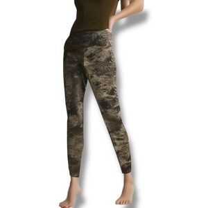 Women's Nike Leggings Mottled Green Tinted Grey Black Key Pocket Nylon M